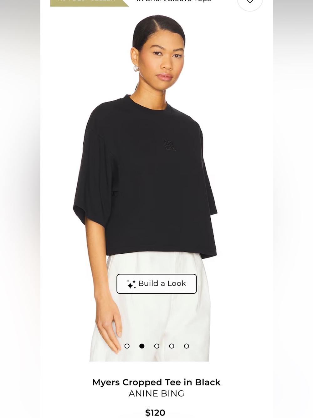 Anine Bing Black Myers Cropped Tee - Picture 3 of 8